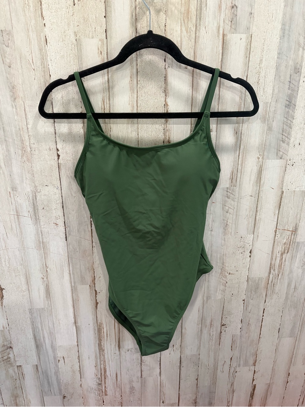 New Quince Italian Cami One-Piece Swimsuit Palm Green Small Modest Classic Beach